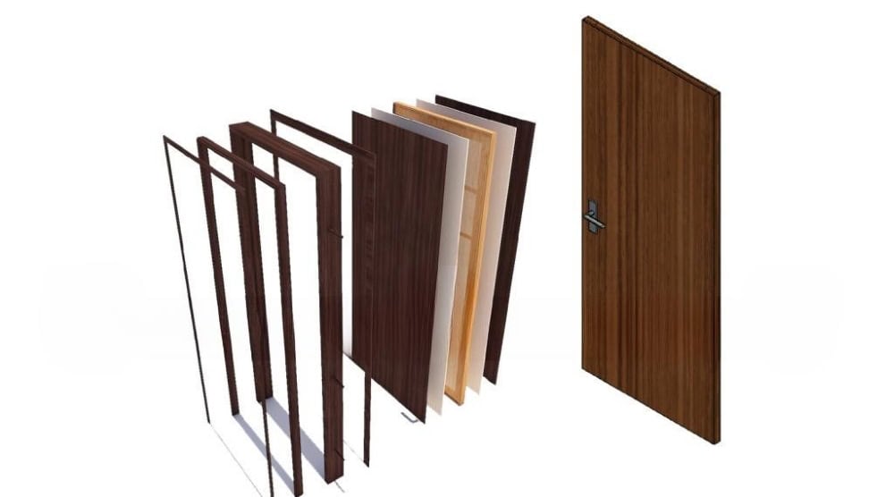 Mô phỏng cấu tạo của một sản phẩm cửa gỗ chống cháy